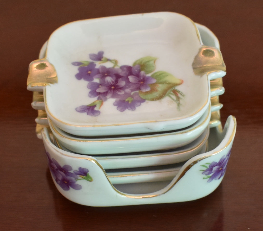 1960's Antique Lefton China Ashtray Set